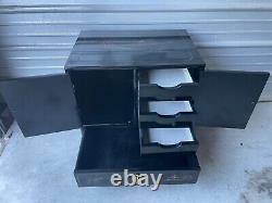 Vintage Asian Chinoiserie Black Lacquer Cabinet Nightstand with Four Drawers