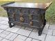 Vintage Asian Apothecary Cabinet 3 Drawer Chest Carved Wood Brass