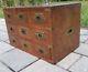 Vintage Asian Apothecary Cabinet 9 Drawerjewelry Chest Wood Inlaid Brass