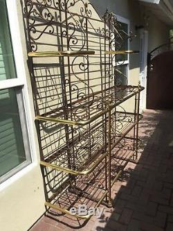 Vintage Bakers Rack Iron and Brass Paris France Art Nouveau