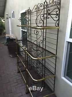 Vintage Bakers Rack Iron and Brass Paris France Art Nouveau