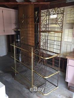 Vintage Bakers Rack Iron and Brass Paris France Art Nouveau