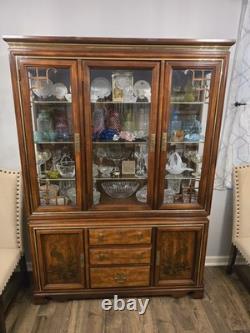 Vintage Bassett Furniture Hutch And Side Board. Solid Wood. Chinoiserie style