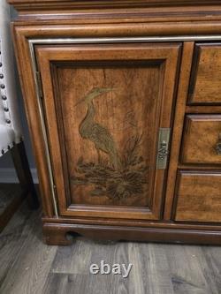 Vintage Bassett Furniture Hutch And Side Board. Solid Wood. Chinoiserie style