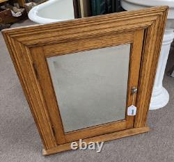 Vintage Bathroom Medicine Cabinet- Mid Century- Solid Oak- Beveled Glass Mirror