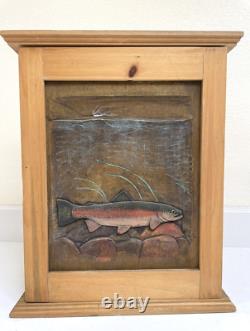 Vintage Big Sky Carvers Cabinet Trout River Fly Fishing Two Shelves 15x18x8