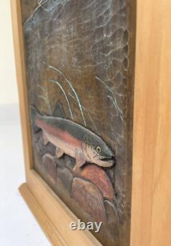Vintage Big Sky Carvers Cabinet Trout River Fly Fishing Two Shelves 15x18x8