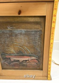 Vintage Big Sky Carvers Cabinet Trout River Fly Fishing Two Shelves 15x18x8
