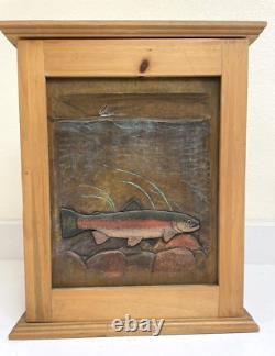 Vintage Big Sky Carvers Cabinet Trout River Fly Fishing Two Shelves 15x18x8