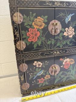 Vintage Black Lacquer Chinese Cabinet