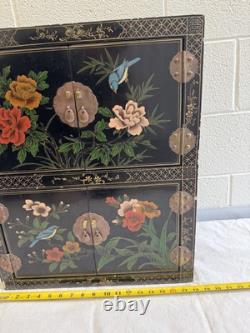 Vintage Black Lacquer Chinese Cabinet