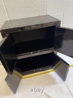 Vintage Black Lacquer Chinese Cabinet
