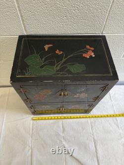 Vintage Black Lacquer Chinese Cabinet