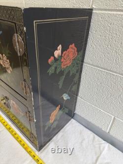 Vintage Black Lacquer Chinese Cabinet