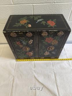 Vintage Black Lacquer Chinese Cabinet