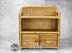 Vintage Boho Chic Natural Wicker Woven Wall Hanging Trinket Shelf