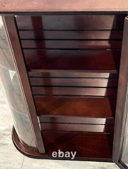 Vintage Bombay Company Curved Glass Wall Curio Shelf Cabinet with Mirror