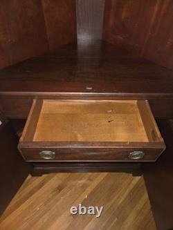 Vintage Brandt Mahogany Corner Cabinet With Glass Upper Doors