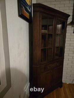 Vintage Brandt Mahogany Corner Cabinet With Glass Upper Doors