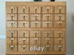 Vintage BroDart, New York 30-drawer Library Card Catalog Cabinet