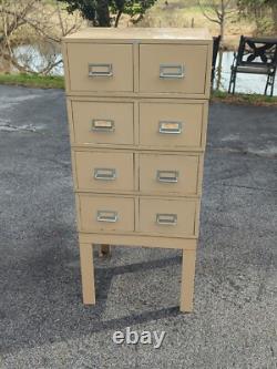 Vintage COLE Steel Industrial Stacking Large File Card 4 Cabinets on Base