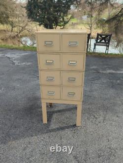 Vintage COLE Steel Industrial Stacking Large File Card 4 Cabinets on Base