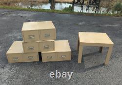 Vintage COLE Steel Industrial Stacking Large File Card 4 Cabinets on Base