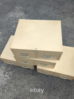 Vintage COLE Steel Industrial Stacking Large File Card 4 Cabinets on Base