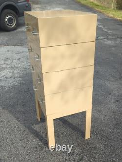 Vintage COLE Steel Industrial Stacking Large File Card 4 Cabinets on Base
