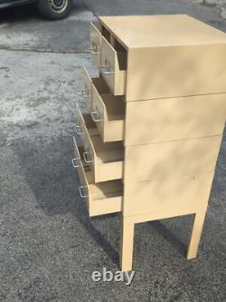 Vintage COLE Steel Industrial Stacking Large File Card 4 Cabinets on Base