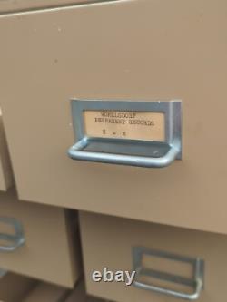 Vintage COLE Steel Industrial Stacking Large File Card 4 Cabinets on Base