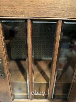 Vintage Cabinet Wood Pipe Tobacco Beveled Glass Front Case