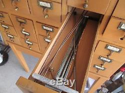 Vintage Card Catalog Cabinet 30-Drawer From School Library Wood Dovetail