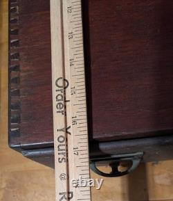 Vintage Card Catalog Oak Library Industrial Desktop 2-Drawer Wooden Circa 1930s