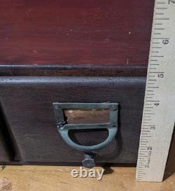 Vintage Card Catalog Oak Library Industrial Desktop 2-Drawer Wooden Circa 1930s