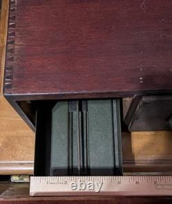 Vintage Card Catalog Oak Library Industrial Desktop 2-Drawer Wooden Circa 1930s