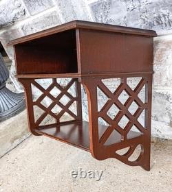 Vintage Cherry Chippendale Scroll Fretwork 3 Tier Wall Telephone Writing Shelf