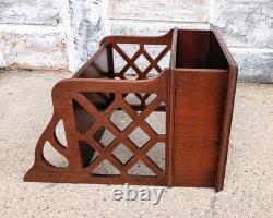 Vintage Cherry Chippendale Scroll Fretwork 3 Tier Wall Telephone Writing Shelf