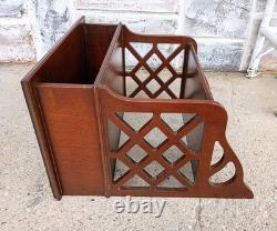 Vintage Cherry Chippendale Scroll Fretwork 3 Tier Wall Telephone Writing Shelf