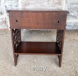 Vintage Cherry Chippendale Scroll Fretwork 3 Tier Wall Telephone Writing Shelf