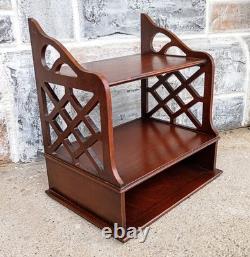 Vintage Cherry Chippendale Scroll Fretwork 3 Tier Wall Telephone Writing Shelf