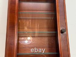 Vintage Cherry Wood & Glass Single Door Wall Mount Miniature Display Cabinet #2