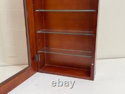 Vintage Cherry Wood & Glass Single Door Wall Mount Miniature Display Cabinet #2