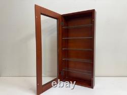 Vintage Cherry Wood & Glass Single Door Wall Mount Miniature Display Cabinet #2