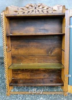 Vintage Chic Ornate Oak Medicine Apothecary Bathroom Kitchen Wall Cabinet Shabby