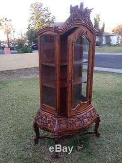 Vintage China Cabinet Curio With Eagle Top Design With 2 Bottom Drawers