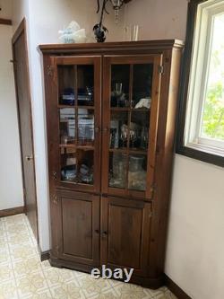 Vintage China Cabinet Hutch Curio Cabinet Corner Style