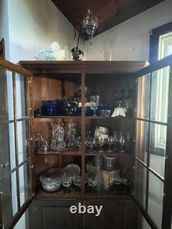Vintage China Cabinet Hutch Curio Cabinet Corner Style