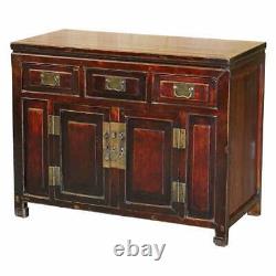 Vintage Chinese Cabinet Cupboard Sideboard Lacquered Carved And Detailed Piece