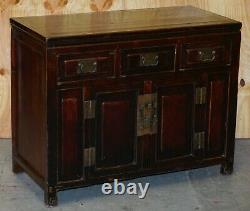 Vintage Chinese Cabinet Cupboard Sideboard Lacquered Carved And Detailed Piece